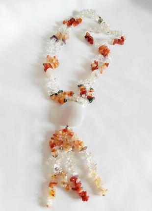 Бусы агат, сердечко, натуральный камень ожерелье винтаж1 фото