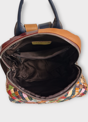 Плетеный разноцветный рюкзак из натуральной кожи, италия7 фото