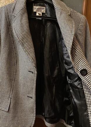Винтажный пиджак жакет из шерсти в гусиную лапку s-m3 фото