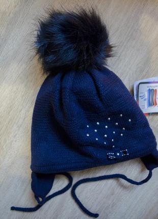 Зимняя синяя шапка2 фото