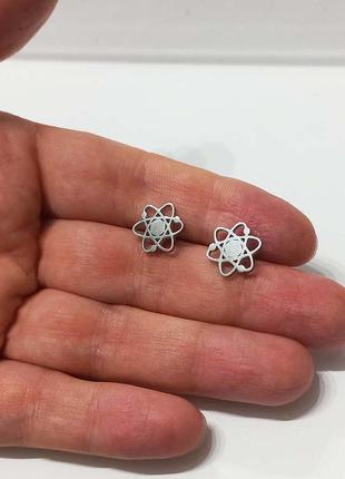 Круті сережки мінімалізм атом фізика кульчики сталь5 фото
