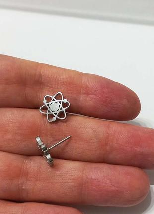 Круті сережки мінімалізм атом фізика кульчики сталь6 фото