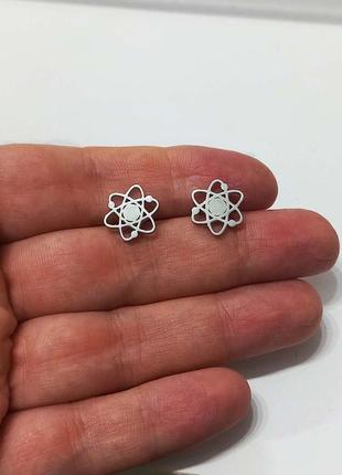 Круті сережки мінімалізм атом фізика кульчики сталь2 фото