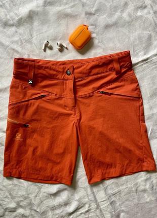 Оранжевые спортивные шорты велосипедки salomon clima wind3 фото