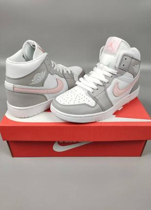Nike air jordan 1 white gray pink