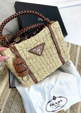Люкс сумка плетеная женская в стиле prada milano шоппер корзина