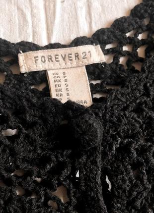Модний черный вязаный топ-кроше  из хлопка forever 21 (размер 36-40)2 фото