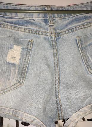 Джинсовые мини шорты женские с рванастями на низкой посадке #добріречі5 фото