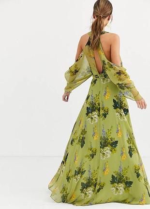 Платье  воздушное  asos luxe, шифон, вырезы, шлейф1 фото