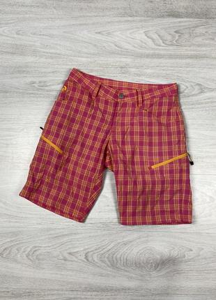 Женские фирменные трекинговые шорты peak performance pink plaid bermuda m mammut salewa millet marmot the north face