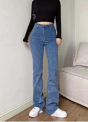 Джинси кльош wide leg / джинсы клеш синие