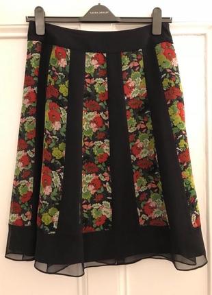 Юбка шелк-миди в цветочный принт laura ashley винтажеа3 фото