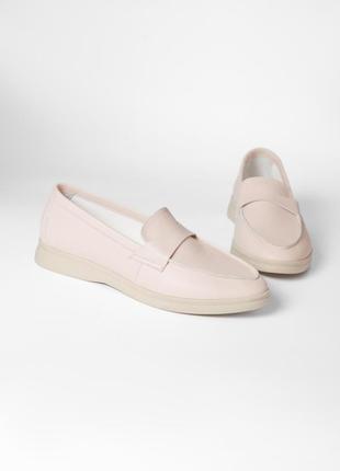 Шкіряні бежеві туфлі лофери 39 розміру