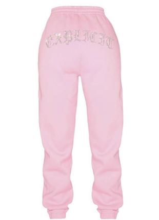 Штаны джогеры спортивные розовые со стразами готические juicy couture1 фото