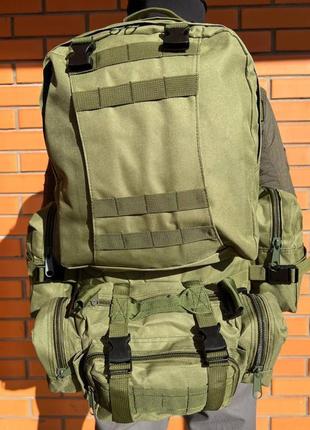 Рюкзак тактический 55л с 3 подсумками! качественный штурмовой для похода и путешествий большой наплечник баул4 фото