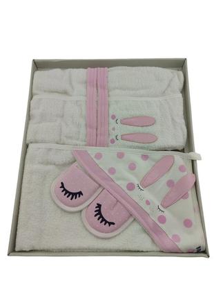 Подарунковий набір лазневий халат для купання подарунок для новонародженого до 2 років біле (хдн116)
