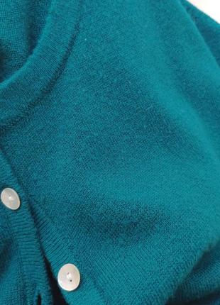Теплий кардиганчик з кольору морської води з перламутровими гудзичками5 фото