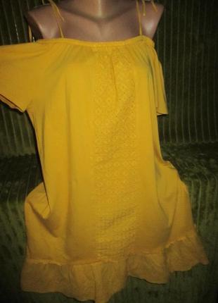 Жёлтое платье  вольного фасона,прошва,16р-оверсайз
