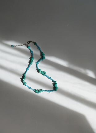 Ожерелье из бирюзы миеиализм изысканное нежное хрупкое колье олд мани бисер колье чокер ожерельное бирюза6 фото