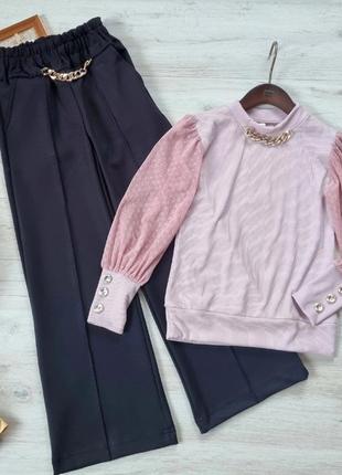 Стильний костюм, брюки палаццо, кофтинка.
