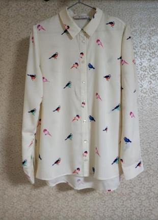 Стильная принтовая рубашка блуза птицы бренд tu women, р.16