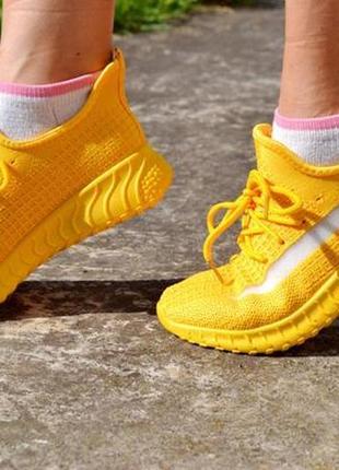 Женские кроссовки желтые летние желтого цвета текстильные спортивные 37 396 фото
