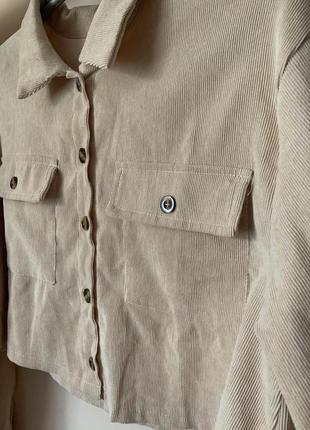 Укорочена трендова куртка сорочка нова оверсайз вельветова momokrom5 фото