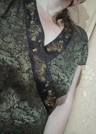 Блуза  азіатська східна з шовком 55% та вишивкою