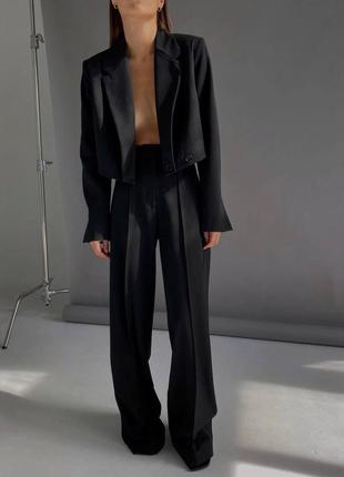 Жіночі класичні чорні брюки палаццо літо осінь весна тренд 20232 фото