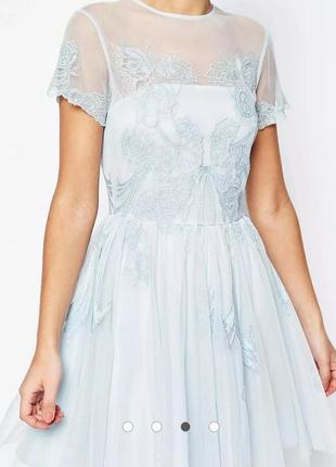 Брендова коктельна сукня сітка блакитного відтінку від asos4 фото