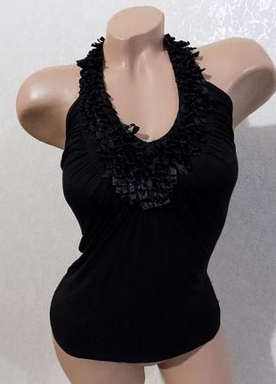 Майка черная с жабо на груди размер 40-42