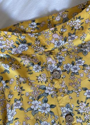 Желтая летняя миди/макси юбка в цветы4 фото