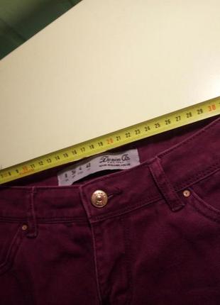 Бордовые темно красные короткие шорты джинс необр край от denim co8 фото