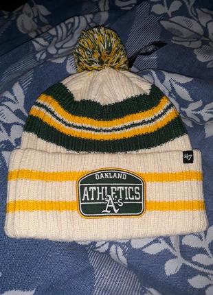 Oakland athletics a's baseball '47 hone patch вязаная шапка с помпоном