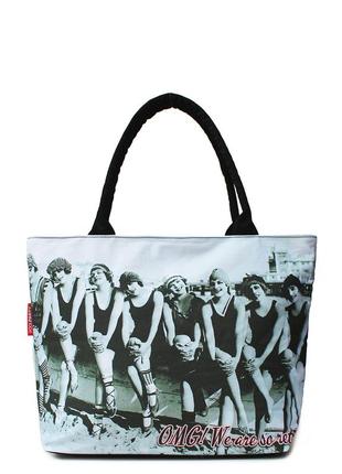 Коттоновая женская сумка с трендовым принтом