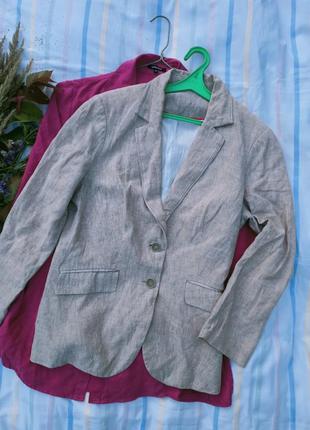 Летний жакет, пиджак из тонкого 100% льна , натурального бежевого цвета,50-52разм, германия.2 фото