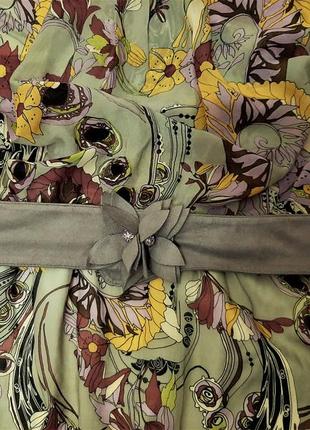 Красивая блуза шифоновая с баской серая-зелёная-сиреневая-корица цветы без рукавов летняя женская9 фото