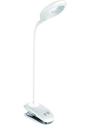 Светодиодный настольный светильник luxel прищепка  6w ip20 (белый)+usb,ночник (tlc-04w)
