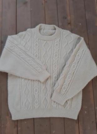 Теплый вязаный свитер hand made, кофта 3xl