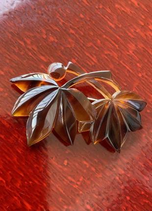 Брошь из панциря черепахи япония винтаж ретро