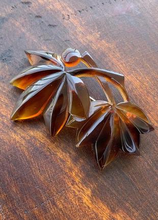 Брошь из панциря черепахи япония винтаж ретро