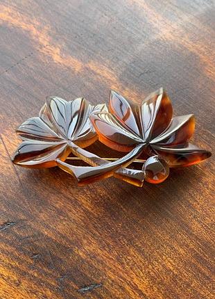 Брошь из панциря черепахи япония винтаж ретро