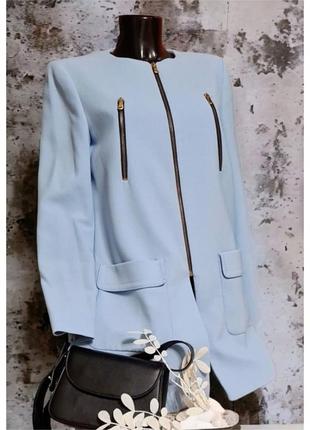 Голубой длинный пиджак на молнии zara4 фото