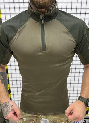 Мужской убакс logos с короткими рукавами и карманами / прочная уставная рубашка олива размер s2 фото