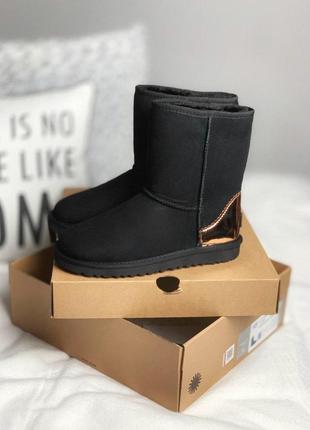 Шикарные женские сапоги ugg short black gold /осень/зима/весна😍6 фото