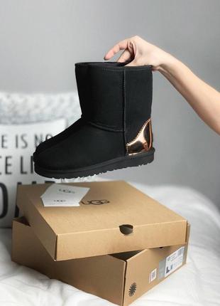 Шикарные женские сапоги ugg short black gold /осень/зима/весна😍7 фото