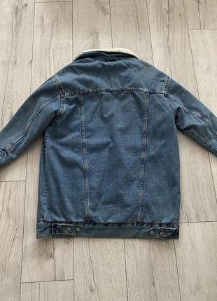 Женская удлиненная джинсовка с мехом (джинсовый пиджак, куртка) cropp6 фото