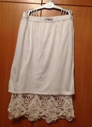 Элегантная белая кружевная юбка на лето2 фото