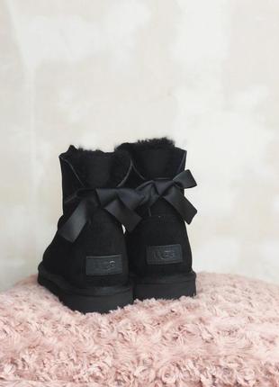 Ugg mini bailey bow black зимние женские сапоги с мехом /осень/зима/весна😍8 фото