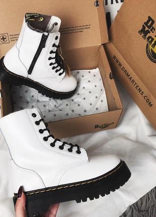 Шикарні хутряні черевики dr martens jadon white /осінь/зима/весна😍5 фото